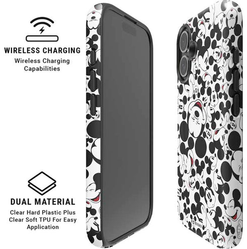 Disney Mickey Mouse Face Pattern iPhone 16 Plus Magsafe Impact Case